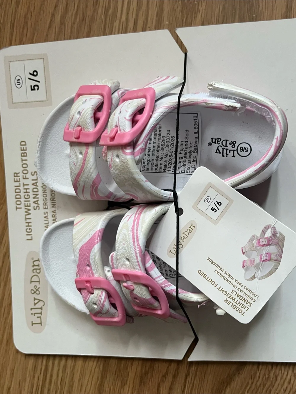 Lily & Dan Toddler Pink Marble Buckle Sandals